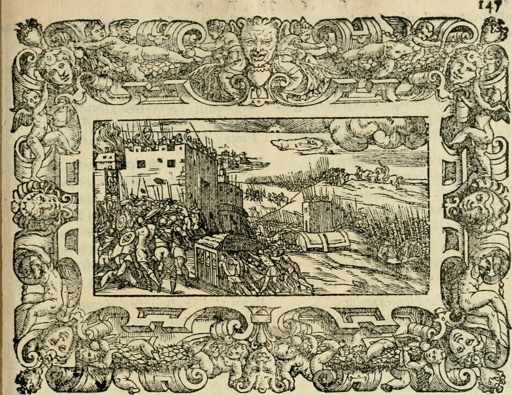 An illustration from Le prime imprese del conte Orlando, 1572, leaf 168