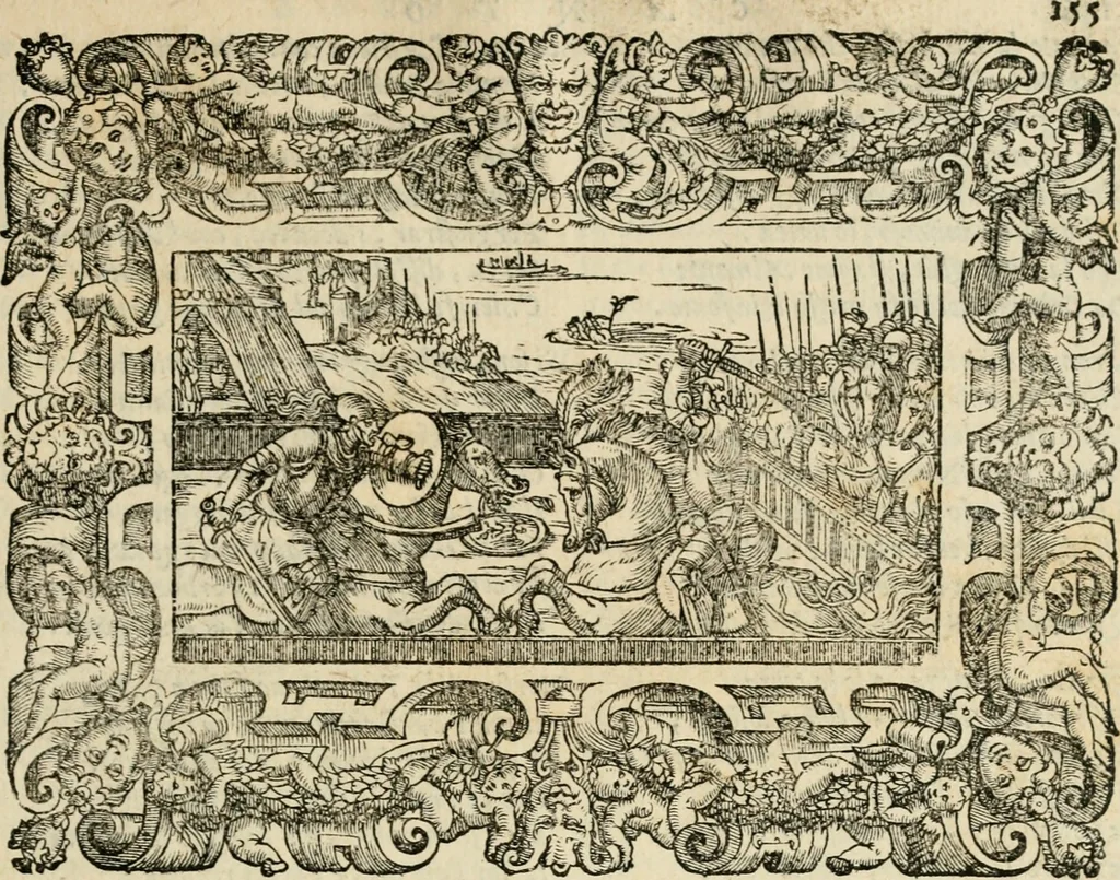 An illustration from Le prime imprese del conte Orlando, 1572, leaf 176