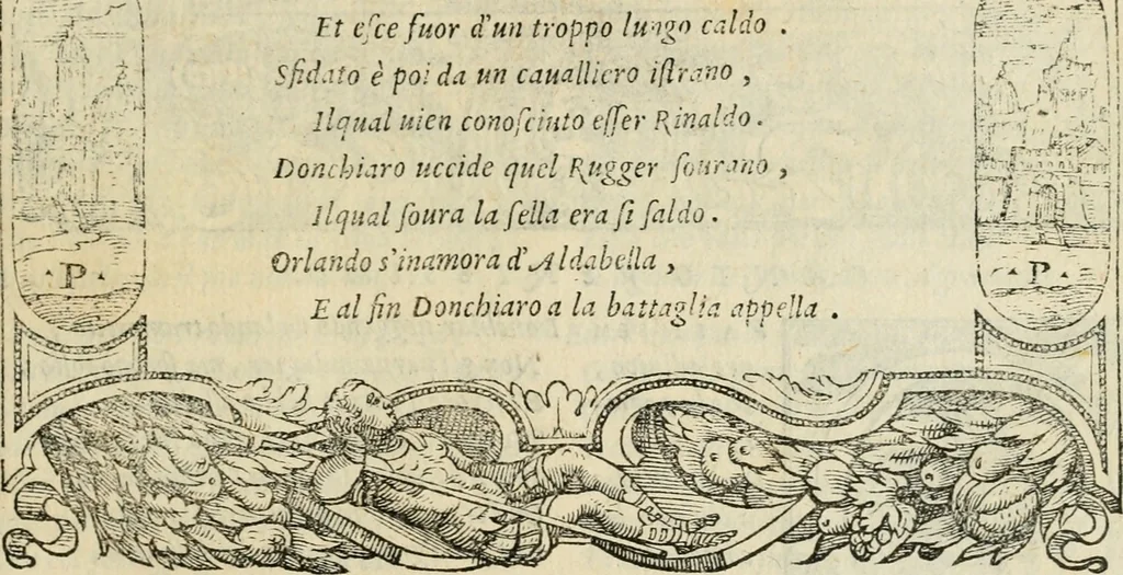 An illustration from Le prime imprese del conte Orlando, 1572, leaf 184