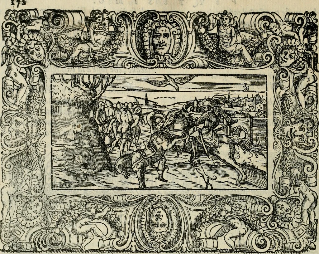 An illustration from Le prime imprese del conte Orlando, 1572, leaf 193