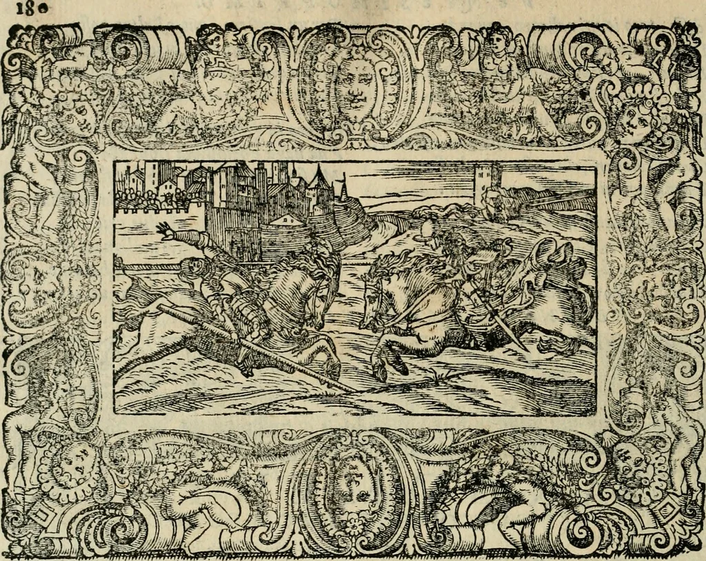 An illustration from Le prime imprese del conte Orlando, 1572, leaf 201