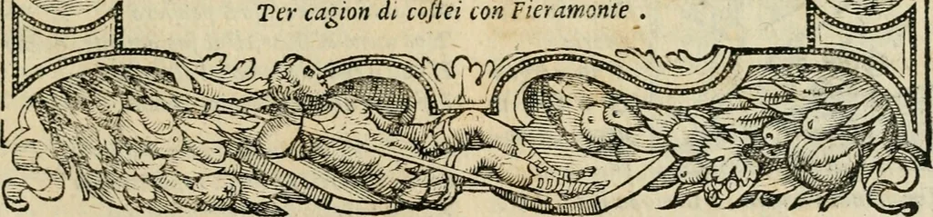 An illustration from Le prime imprese del conte Orlando, 1572, leaf 216