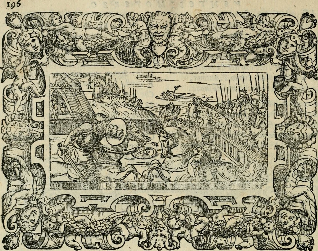 An illustration from Le prime imprese del conte Orlando, 1572, leaf 217