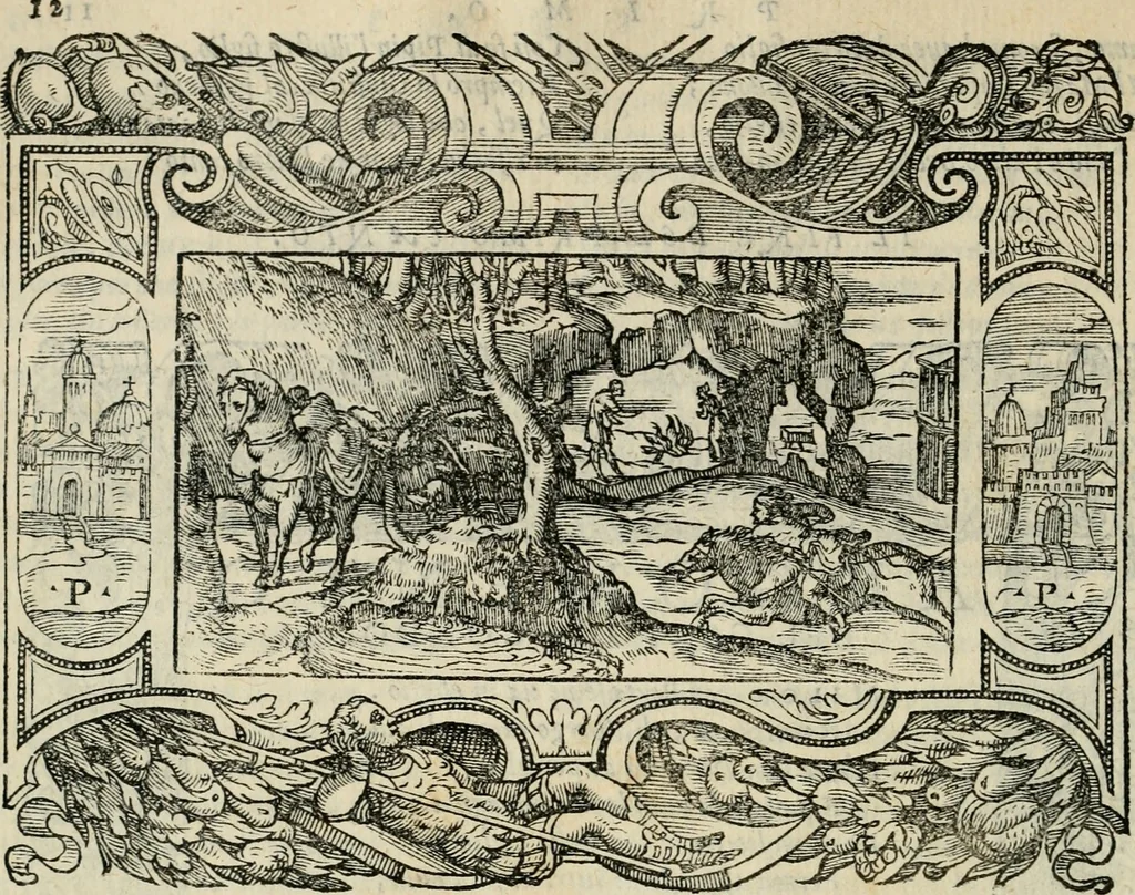 An illustration from Le prime imprese del conte Orlando, 1572, leaf 33
