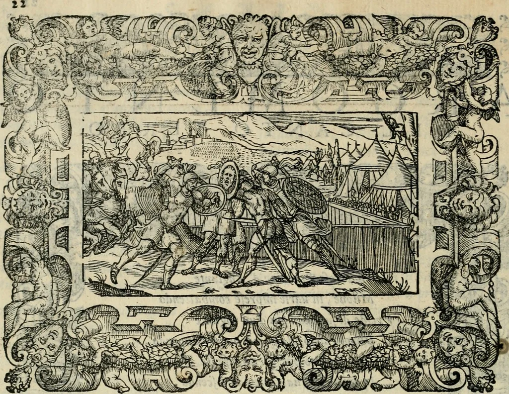 An illustration from Le prime imprese del conte Orlando, 1572, leaf 43