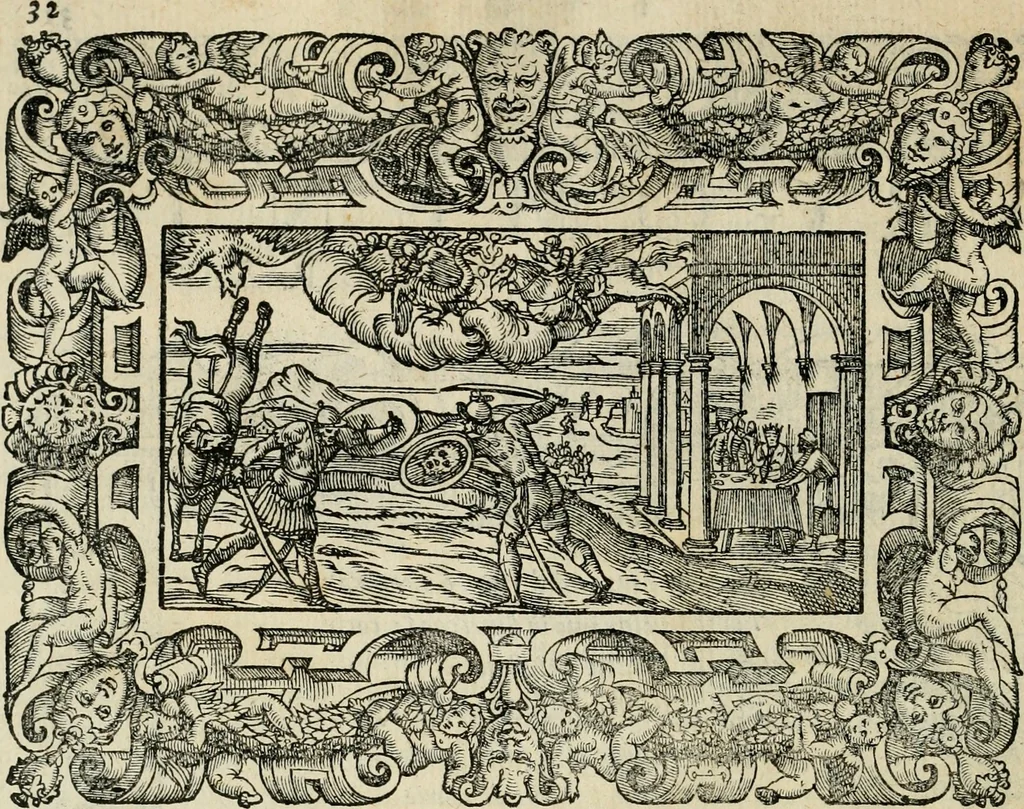 An illustration from Le prime imprese del conte Orlando, 1572, leaf 53