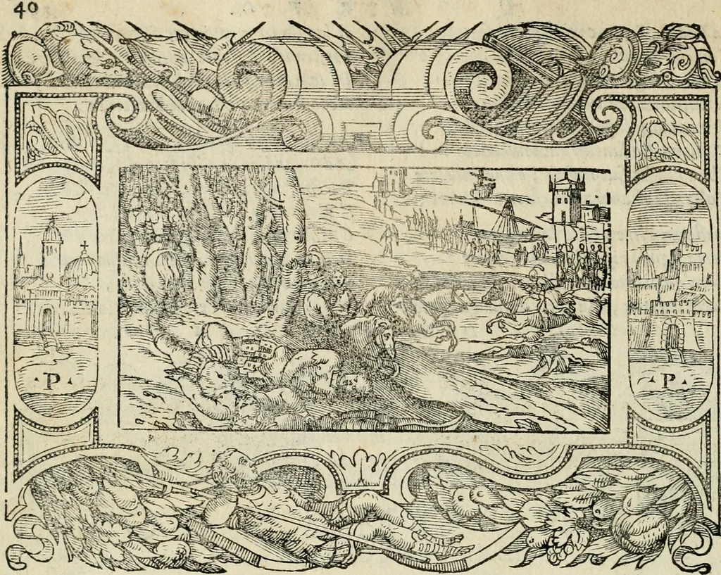 An illustration from Le prime imprese del conte Orlando, 1572, leaf 61