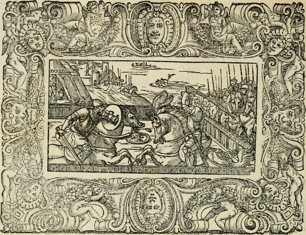 An illustration from Le prime imprese del conte Orlando, 1572, leaf 69