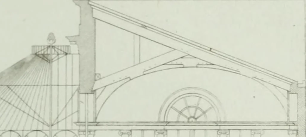 An illustration from Le propriétaire architecte : contenant des modèles de maisons de ville et de campagne, de fermes, orangeries, portes, puits, fontaines, etc. : ainsi qu'un traité d'architecture et de construction renferment le résumé desnouvelles découvertes relatives aux constructions : ouvrage utile aux architects, aux ingénieurs, aux entrepreneurs et principalement aux personnes qui veulent diriger elles-mêmes leurs ouvriers, 1827, leaf 158