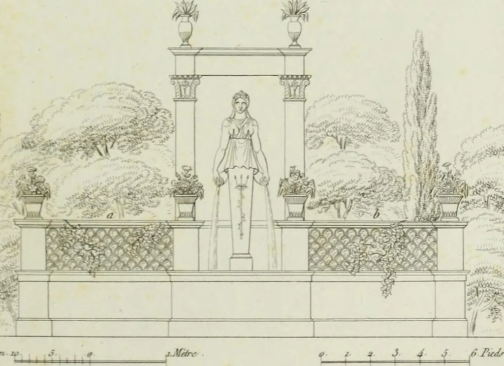 An illustration from Le propriétaire architecte : contenant des modèles de maisons de ville et de campagne, de fermes, orangeries, portes, puits, fontaines, etc. : ainsi qu'un traité d'architecture et de construction renferment le résumé desnouvelles découvertes relatives aux constructions : ouvrage utile aux architects, aux ingénieurs, aux entrepreneurs et principalement aux personnes qui veulent diriger elles-mêmes leurs ouvriers, 1827, leaf 174