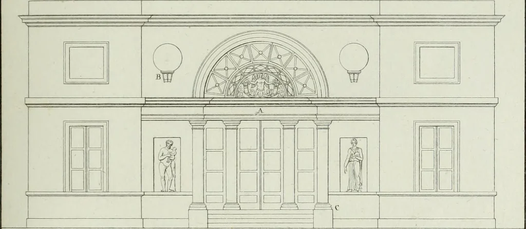 An illustration from Le propriétaire architecte : contenant des modèles de maisons de ville et de campagne, de fermes, orangeries, portes, puits, fontaines, etc. : ainsi qu'un traité d'architecture et de construction renferment le résumé desnouvelles découvertes relatives aux constructions : ouvrage utile aux architects, aux ingénieurs, aux entrepreneurs et principalement aux personnes qui veulent diriger elles-mêmes leurs ouvriers, 1827, leaf 208