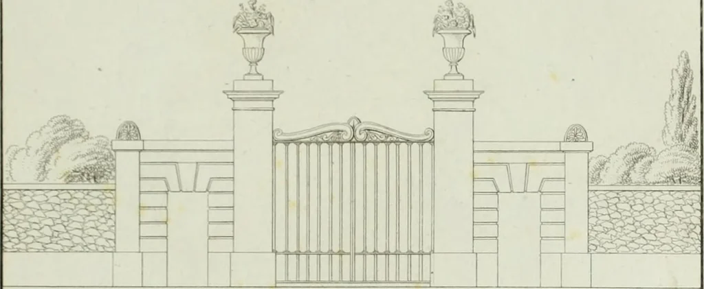 An illustration from Le propriétaire architecte : contenant des modèles de maisons de ville et de campagne, de fermes, orangeries, portes, puits, fontaines, etc. : ainsi qu'un traité d'architecture et de construction renferment le résumé desnouvelles découvertes relatives aux constructions : ouvrage utile aux architects, aux ingénieurs, aux entrepreneurs et principalement aux personnes qui veulent diriger elles-mêmes leurs ouvriers, 1827, leaf 252