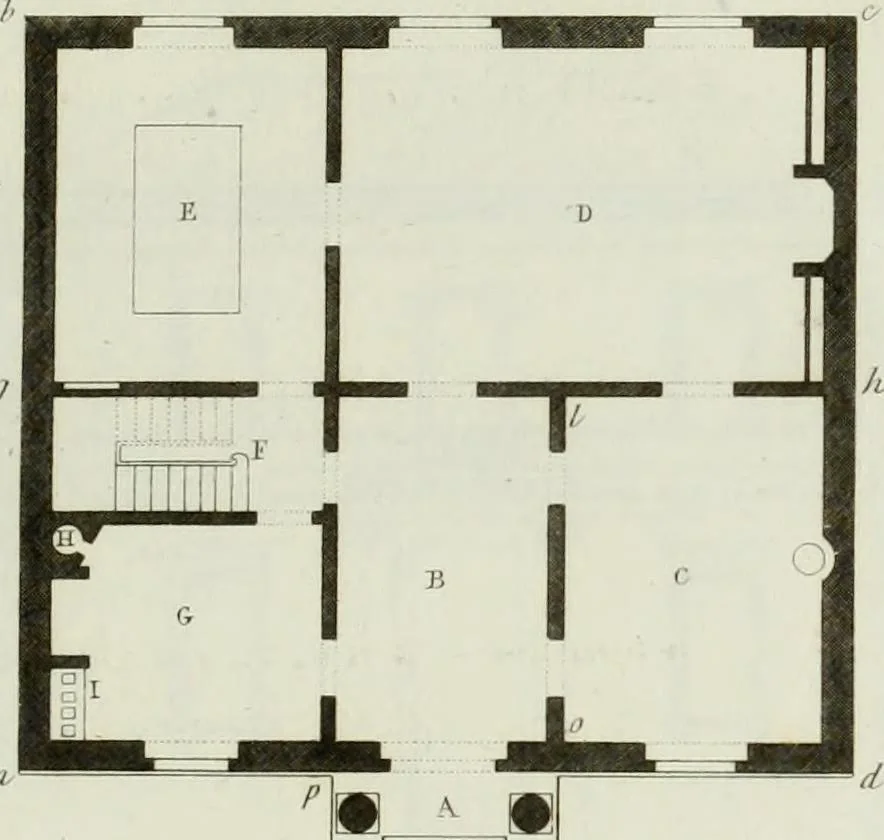 An illustration from Le propriétaire architecte : contenant des modèles de maisons de ville et de campagne, de fermes, orangeries, portes, puits, fontaines, etc. : ainsi qu'un traité d'architecture et de construction renferment le résumé desnouvelles découvertes relatives aux constructions : ouvrage utile aux architects, aux ingénieurs, aux entrepreneurs et principalement aux personnes qui veulent diriger elles-mêmes leurs ouvriers, 1827, leaf 44