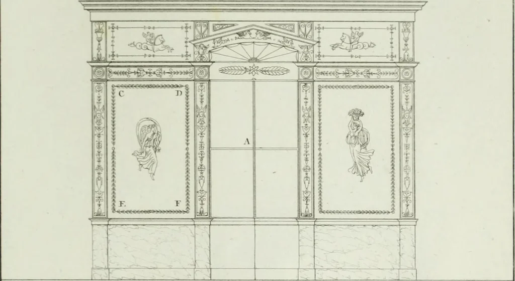 An illustration from Le propriétaire architecte : contenant des modèles de maisons de ville et de campagne, de fermes, orangeries, portes, puits, fontaines, etc. : ainsi qu'un traité d'architecture et de construction renferment le résumé desnouvelles découvertes relatives aux constructions : ouvrage utile aux architects, aux ingénieurs, aux entrepreneurs et principalement aux personnes qui veulent diriger elles-mêmes leurs ouvriers, 1827, leaf 516
