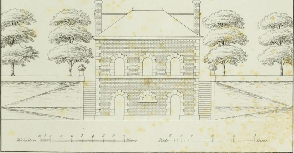 An illustration from Le propriétaire architecte : contenant des modèles de maisons de ville et de campagne, de fermes, orangeries, portes, puits, fontaines, etc. : ainsi qu'un traité d'architecture et de construction renferment le résumé desnouvelles découvertes relatives aux constructions : ouvrage utile aux architects, aux ingénieurs, aux entrepreneurs et principalement aux personnes qui veulent diriger elles-mêmes leurs ouvriers, 1827, leaf 542