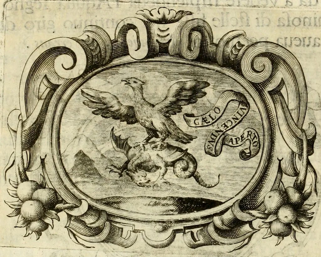 An illustration from Le pubbliche dimostrazioni di allegrezza della città di Milano : alli 10. febraio, e 6. marzo dell'anno 1658, nella nascita del serenissimo principe di Spagna Filippo Prospero, 1659, leaf 21