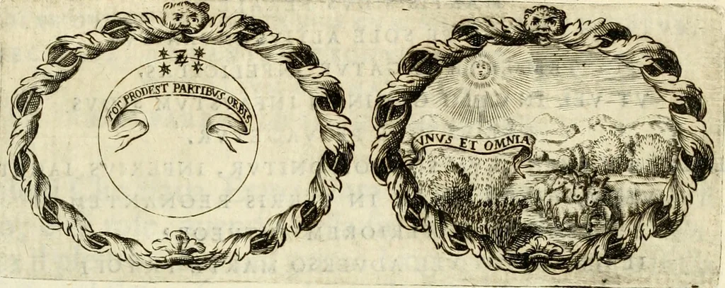 An illustration from Le pubbliche dimostrazioni di allegrezza della città di Milano : alli 10. febraio, e 6. marzo dell'anno 1658, nella nascita del serenissimo principe di Spagna Filippo Prospero, 1659, leaf 32