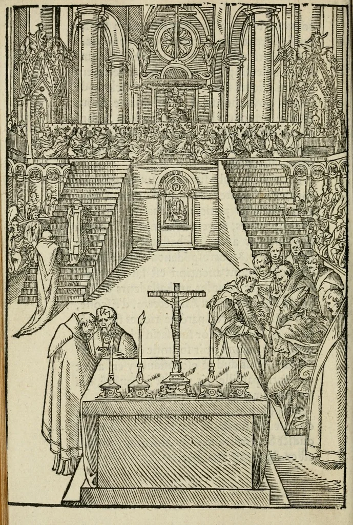 An illustration from Le sacre et covronnement du roy Henry deuxieme de ce nom : [faict & celebré en la ville de Reims en Champaigne], 1547, leaf 20