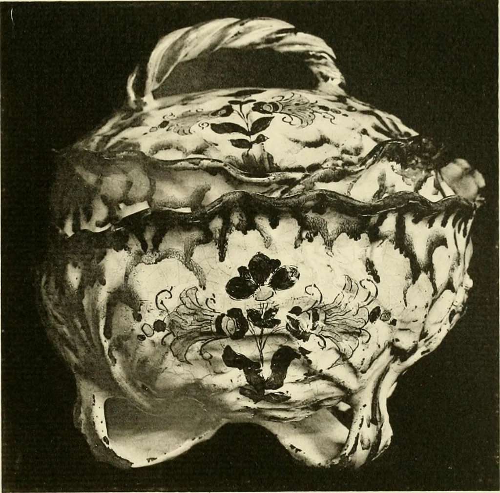 An illustration from Les anciennes faiences de Bruxelles : histoire, fabrication, produits, 1922, leaf 100