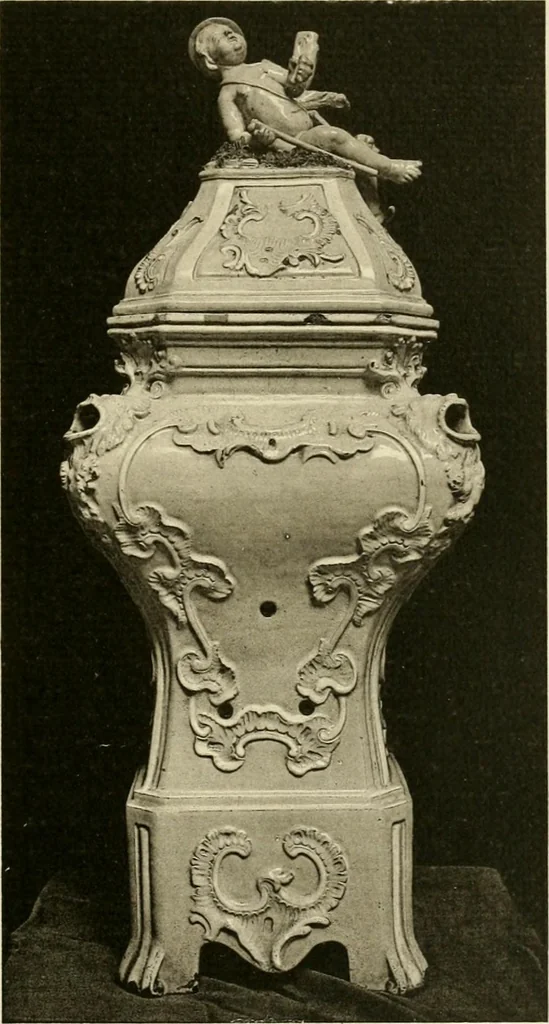 An illustration from Les anciennes faiences de Bruxelles : histoire, fabrication, produits, 1922, leaf 218