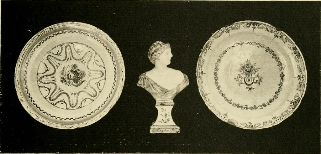 An illustration from Les anciennes faiences de Bruxelles : histoire, fabrication, produits, 1922, leaf 374