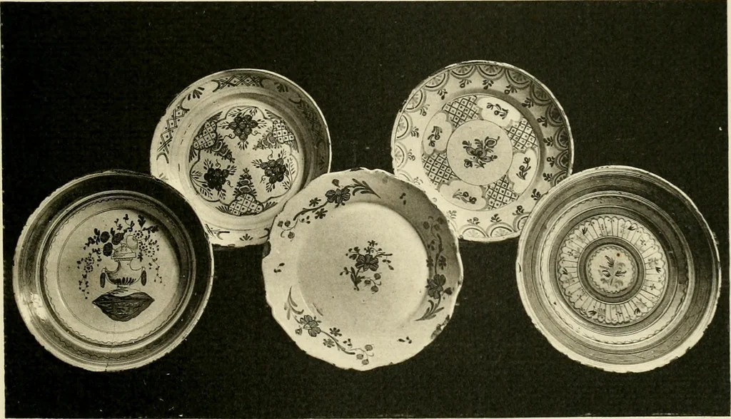 An illustration from Les anciennes faiences de Bruxelles : histoire, fabrication, produits, 1922, leaf 380