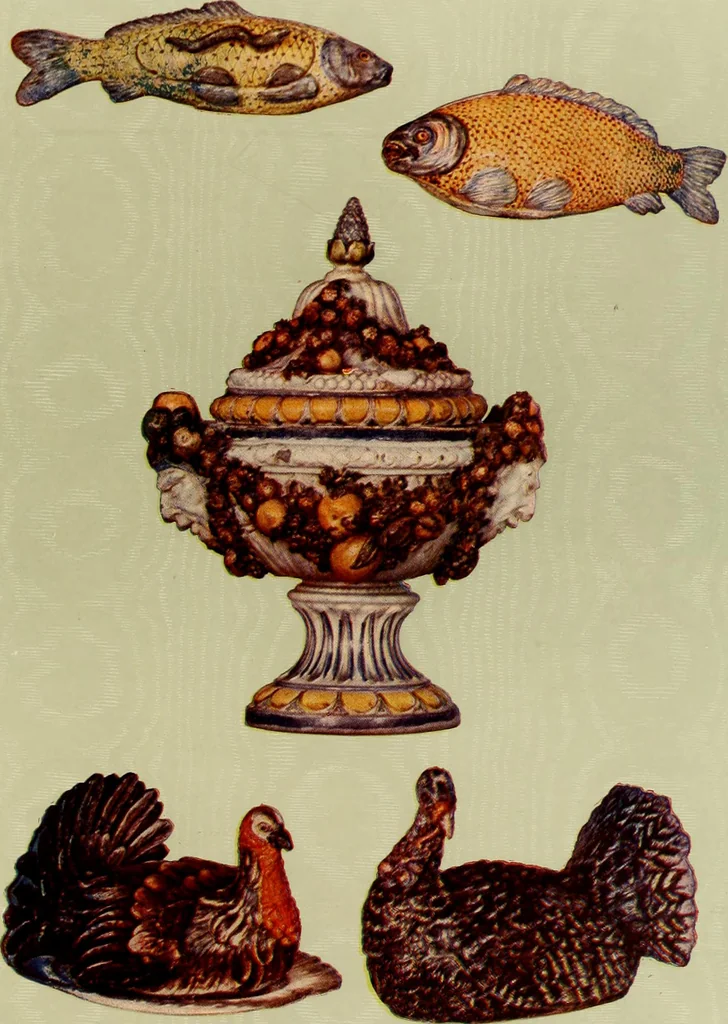 An illustration from Les anciennes faiences de Bruxelles : histoire, fabrication, produits, 1922, leaf 54