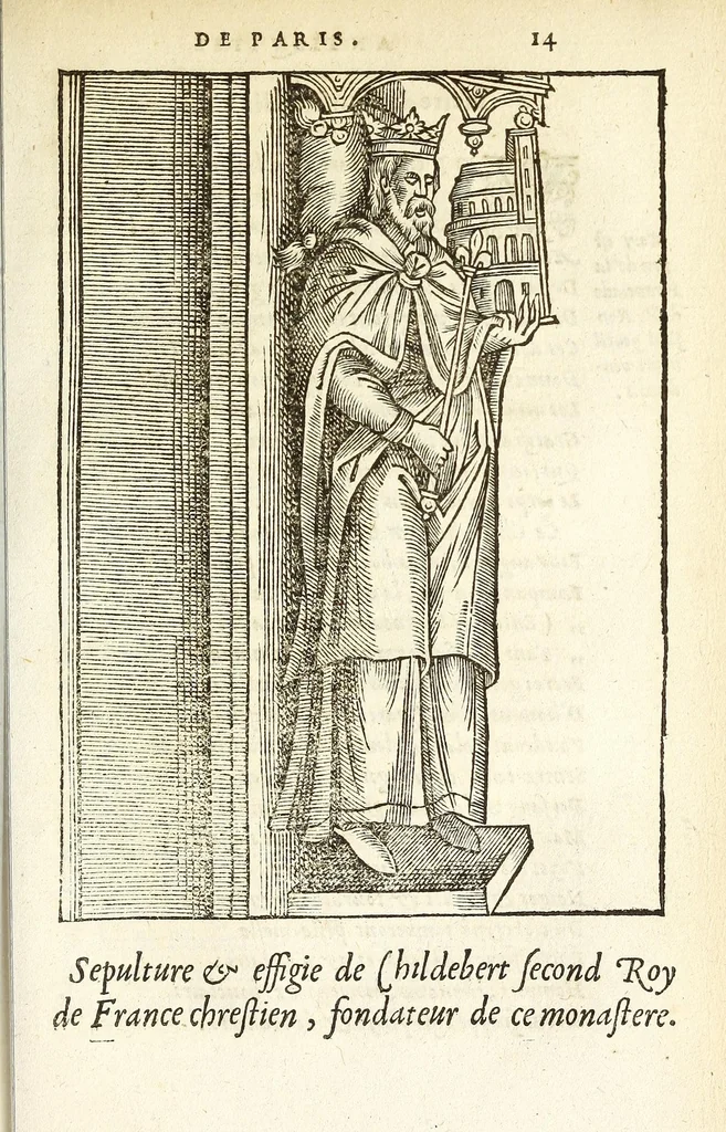 An illustration from Les antiqvitez croniqves et singvlaritez de Paris, ville capitalle du royaume de France : auec les fondations & bastiments des lieux, les sepulchres & epitaphes des princes, princesses, & autres personnes illustres, 1586, leaf 493