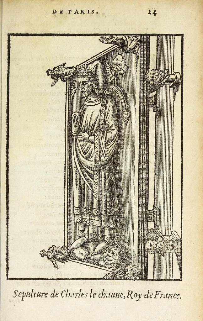 An illustration from Les antiqvitez croniqves et singvlaritez de Paris, ville capitalle du royaume de France : auec les fondations & bastiments des lieux, les sepulchres & epitaphes des princes, princesses, & autres personnes illustres, 1586, leaf 513