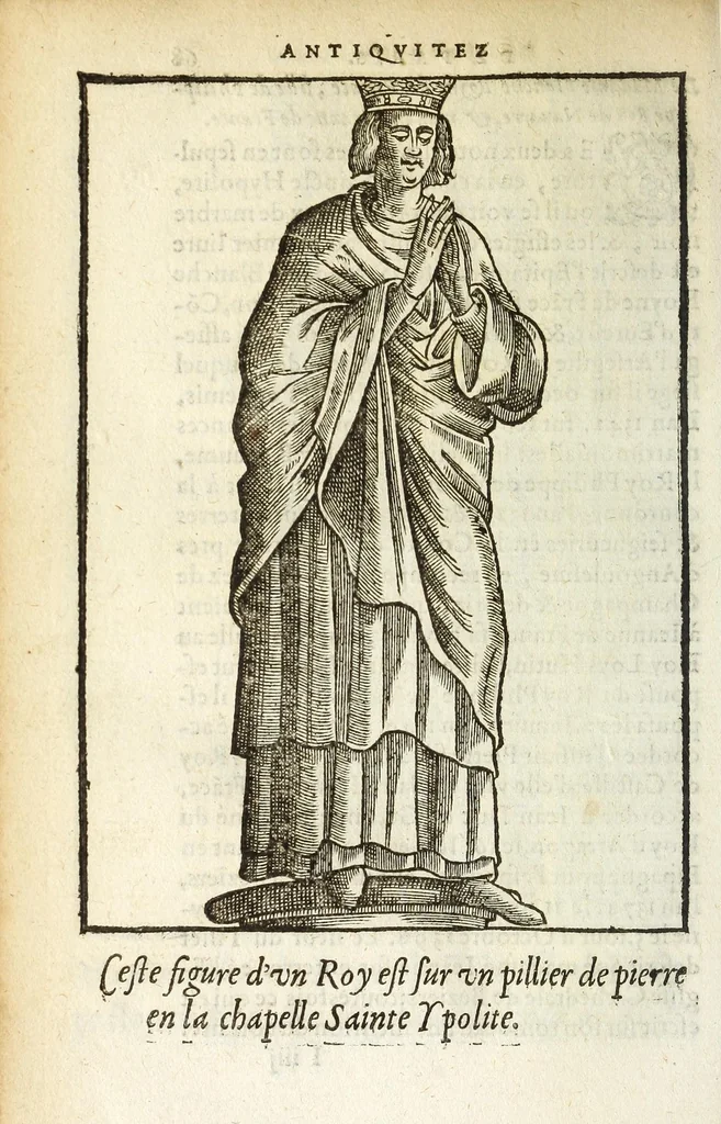 An illustration from Les antiqvitez croniqves et singvlaritez de Paris, ville capitalle du royaume de France : auec les fondations & bastiments des lieux, les sepulchres & epitaphes des princes, princesses, & autres personnes illustres, 1586, leaf 602