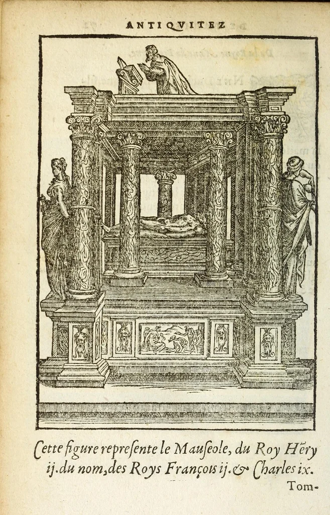 An illustration from Les antiqvitez croniqves et singvlaritez de Paris, ville capitalle du royaume de France : auec les fondations & bastiments des lieux, les sepulchres & epitaphes des princes, princesses, & autres personnes illustres, 1586, leaf 610