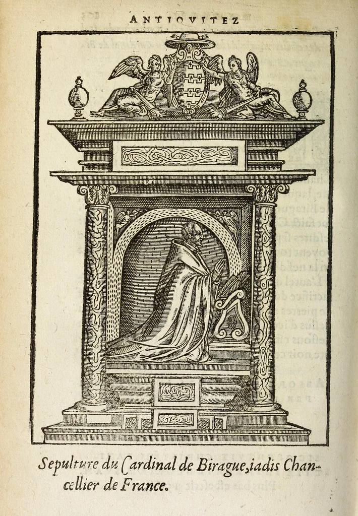 An illustration from Les antiqvitez croniqves et singvlaritez de Paris, ville capitalle du royaume de France : auec les fondations & bastiments des lieux, les sepulchres & epitaphes des princes, princesses, & autres personnes illustres, 1586, leaf 672
