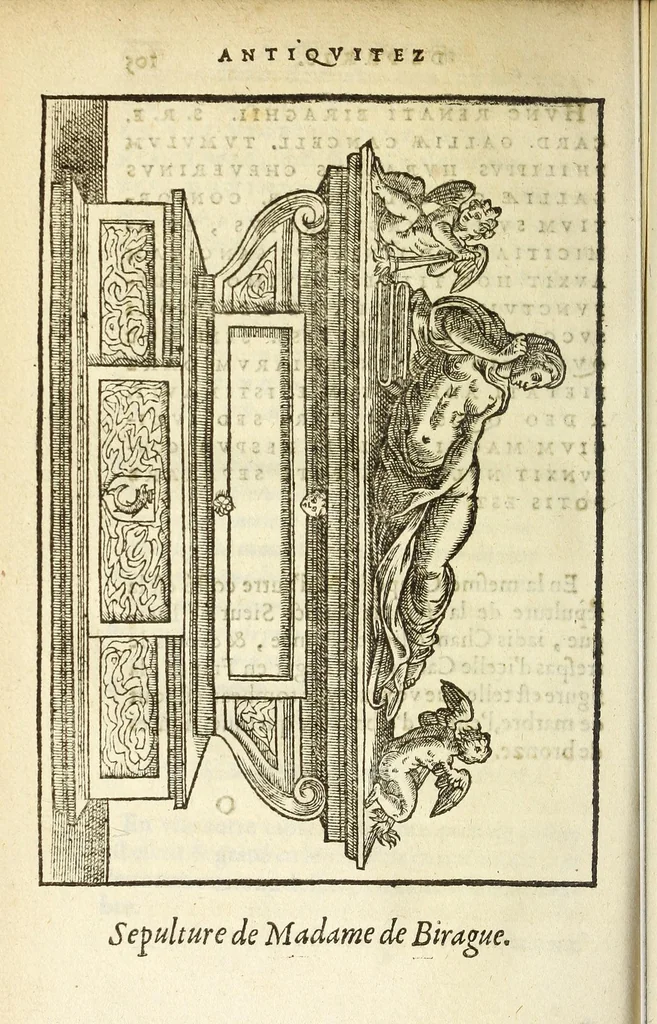 An illustration from Les antiqvitez croniqves et singvlaritez de Paris, ville capitalle du royaume de France : auec les fondations & bastiments des lieux, les sepulchres & epitaphes des princes, princesses, & autres personnes illustres, 1586, leaf 676