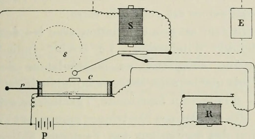 An illustration from Les applications pratiques des ondes électriques: télégraphie sans fil, télégraphie avec conducteur, éclairage, commande à distance, 1902, leaf 116