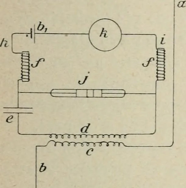 An illustration from Les applications pratiques des ondes électriques: télégraphie sans fil, télégraphie avec conducteur, éclairage, commande à distance, 1902, leaf 338