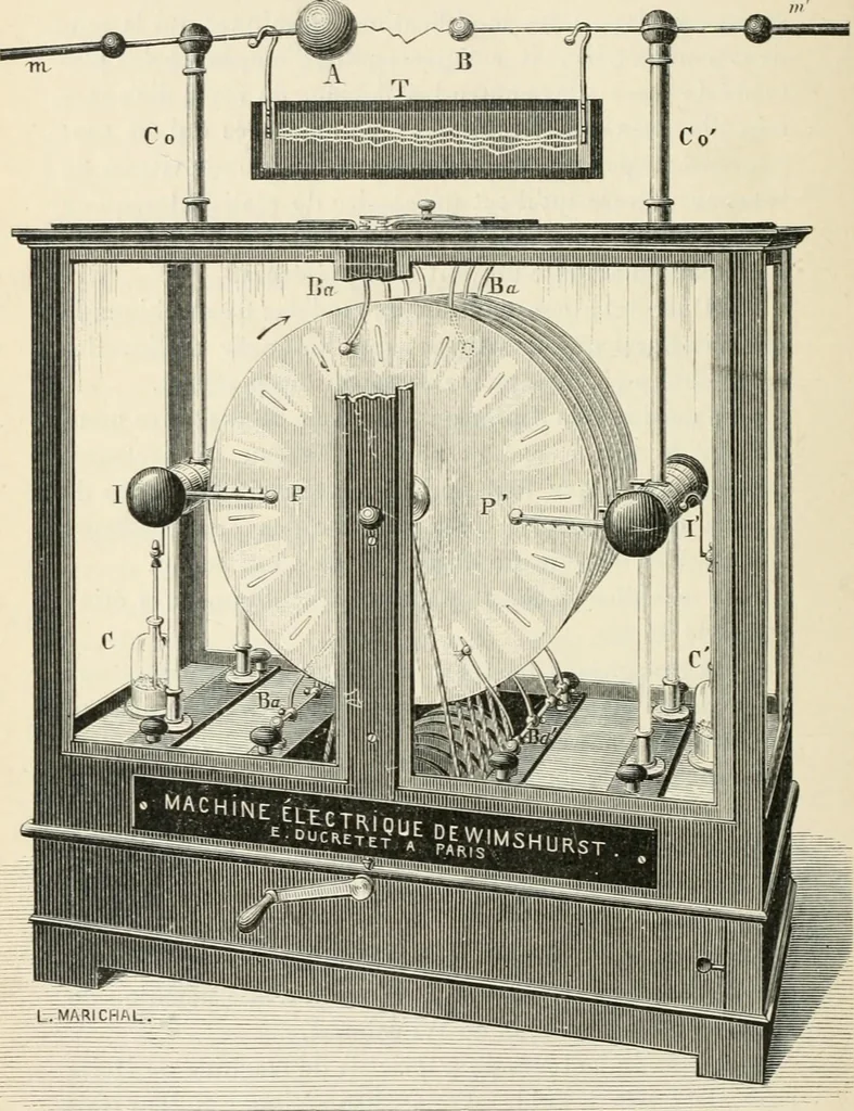 An illustration from Les applications pratiques des ondes électriques: télégraphie sans fil, télégraphie avec conducteur, éclairage, commande à distance, 1902, leaf 49