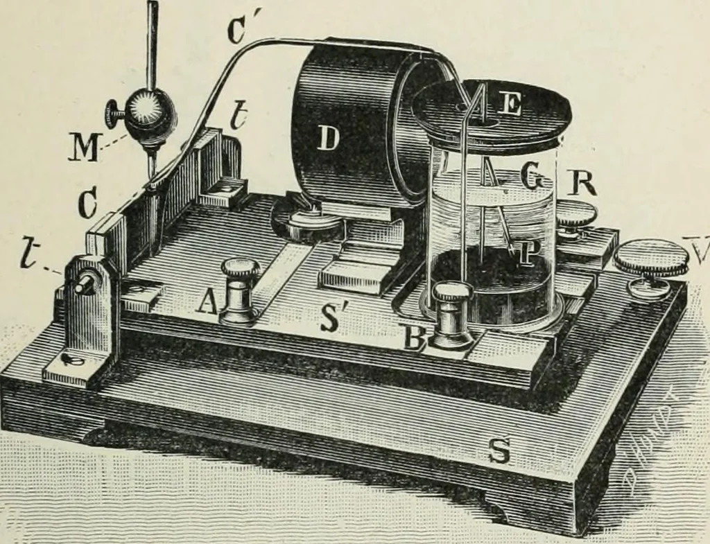 An illustration from Les applications pratiques des ondes électriques: télégraphie sans fil, télégraphie avec conducteur, éclairage, commande à distance, 1902, leaf 70