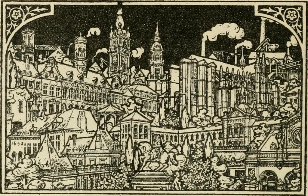 An illustration from Les artistes wallons, 1913, leaf 111