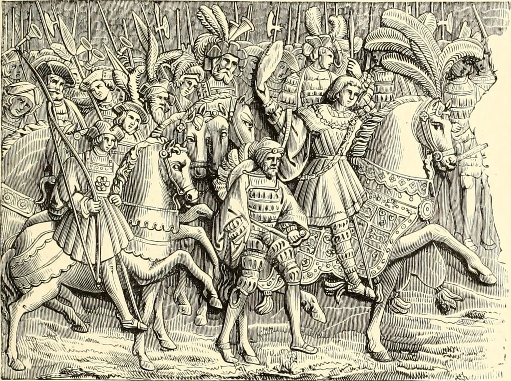 An illustration from Les arts et métiers au Moyen Age : étude illustrée d'après les ouvrages de Paul Lacroix sur le Moyen Age et la Renaissance, 1887, leaf 170