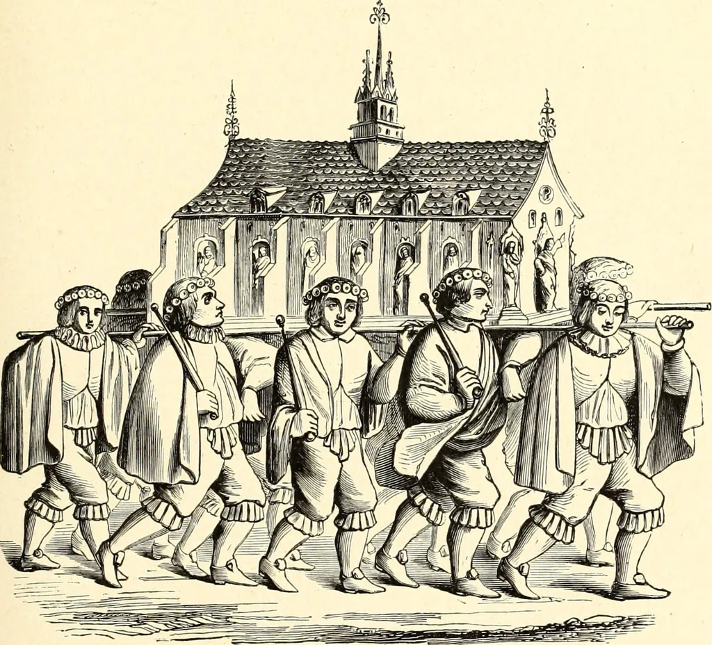 An illustration from Les arts et métiers au Moyen Age : étude illustrée d'après les ouvrages de Paul Lacroix sur le Moyen Age et la Renaissance, 1887, leaf 232