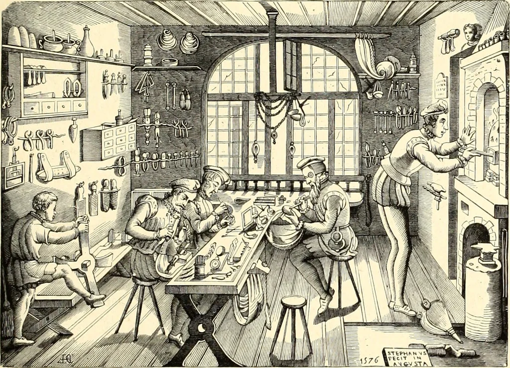 An illustration from Les arts et métiers au Moyen Age : étude illustrée d'après les ouvrages de Paul Lacroix sur le Moyen Age et la Renaissance, 1887, leaf 234