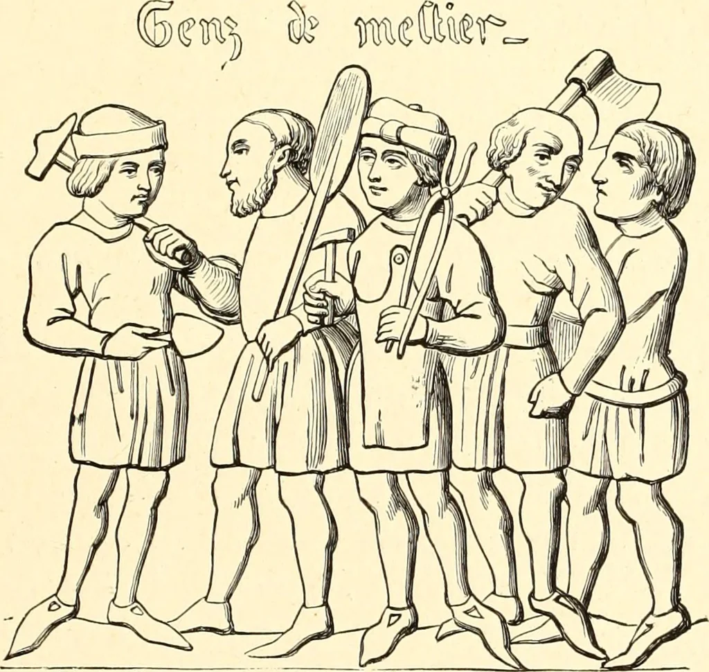 An illustration from Les arts et métiers au Moyen Age : étude illustrée d'après les ouvrages de Paul Lacroix sur le Moyen Age et la Renaissance, 1887, leaf 276