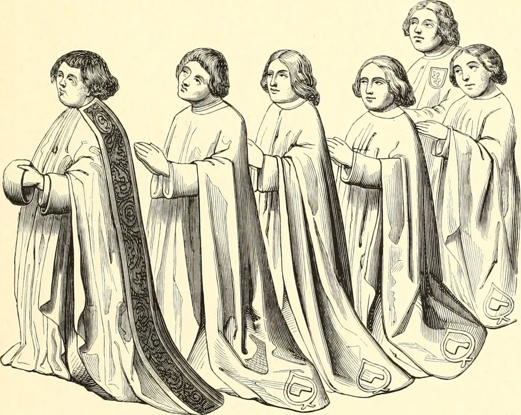 An illustration from Les arts et métiers au Moyen Age : étude illustrée d'après les ouvrages de Paul Lacroix sur le Moyen Age et la Renaissance, 1887, leaf 304