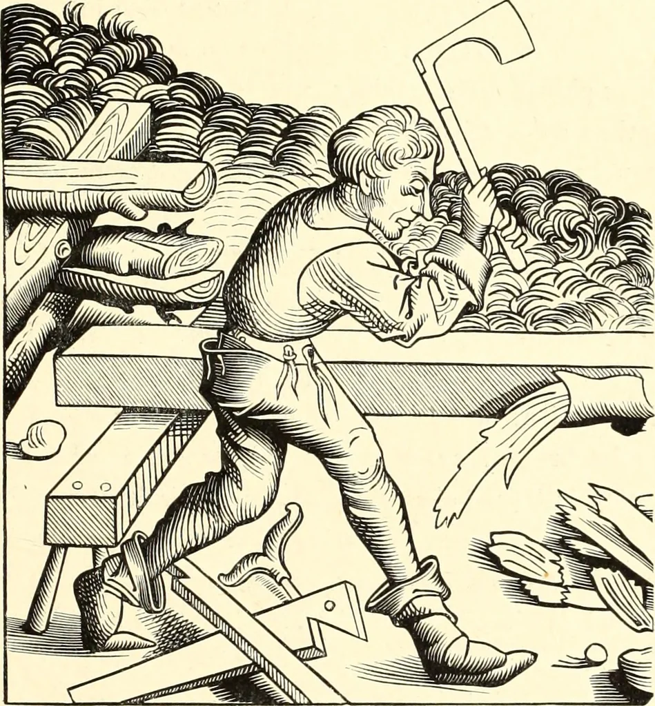 An illustration from Les arts et métiers au Moyen Age : étude illustrée d'après les ouvrages de Paul Lacroix sur le Moyen Age et la Renaissance, 1887, leaf 306
