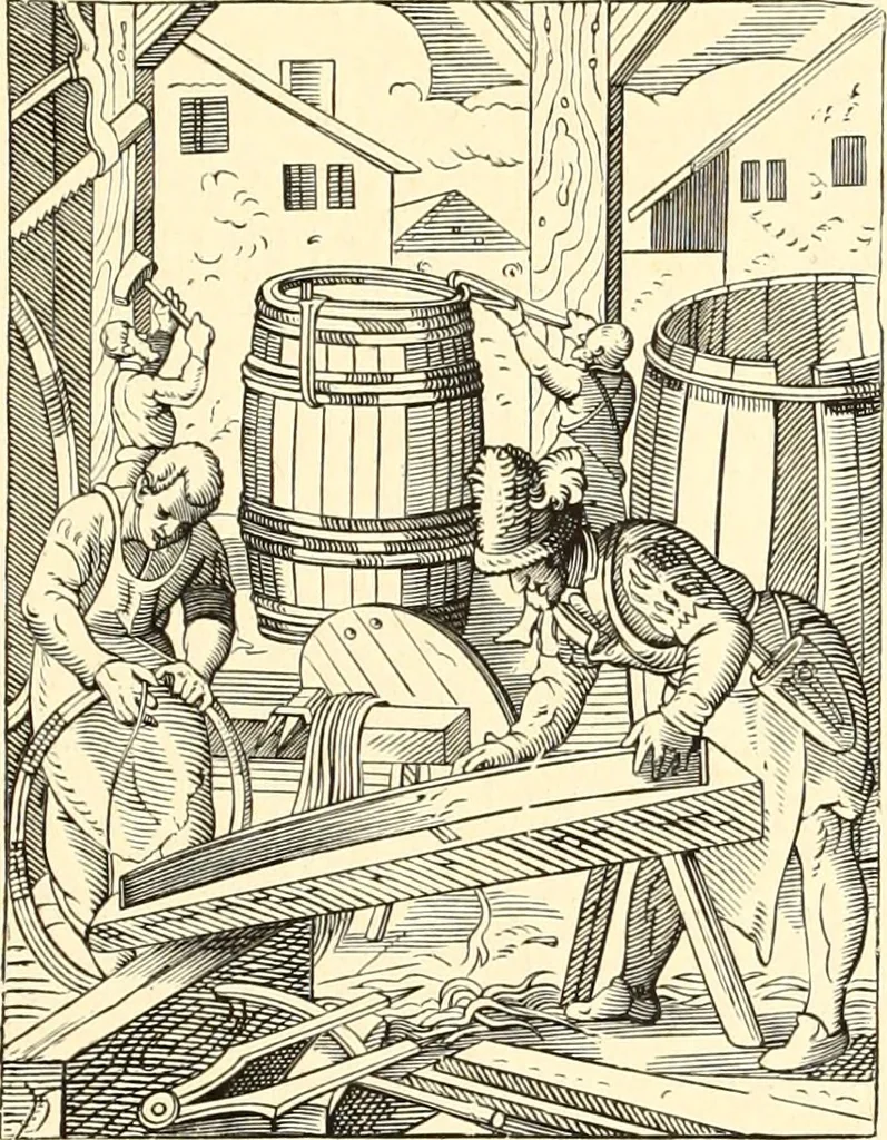 An illustration from Les arts et métiers au Moyen Age : étude illustrée d'après les ouvrages de Paul Lacroix sur le Moyen Age et la Renaissance, 1887, leaf 32