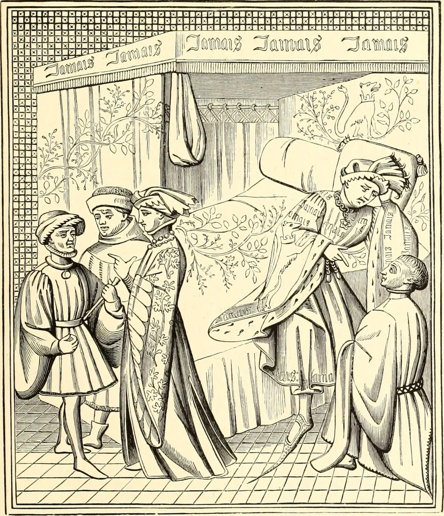 An illustration from Les arts et métiers au Moyen Age : étude illustrée d'après les ouvrages de Paul Lacroix sur le Moyen Age et la Renaissance, 1887, leaf 36