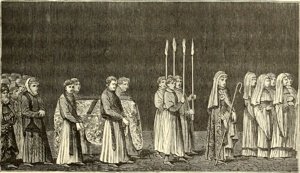 An illustration from Les arts et métiers au Moyen Age : étude illustrée d'après les ouvrages de Paul Lacroix sur le Moyen Age et la Renaissance, 1887, leaf 54