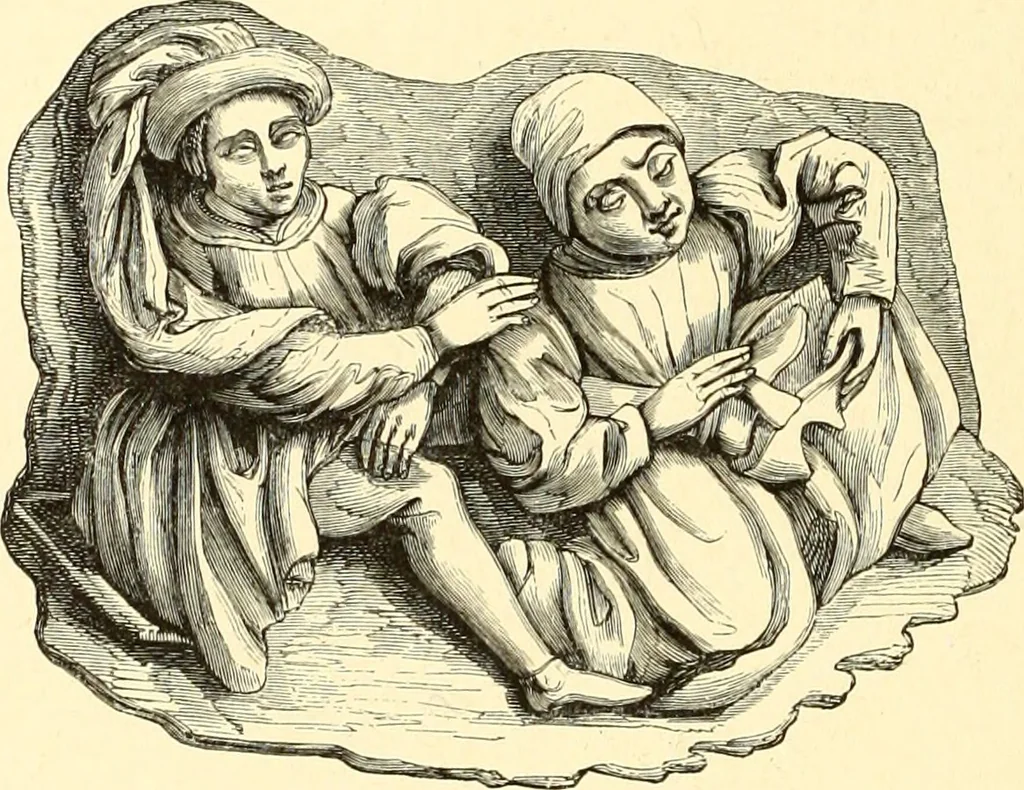An illustration from Les arts et métiers au Moyen Age : étude illustrée d'après les ouvrages de Paul Lacroix sur le Moyen Age et la Renaissance, 1887, leaf 63
