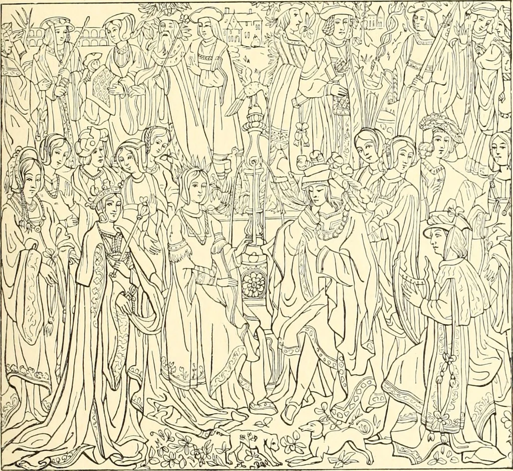 An illustration from Les arts et métiers au Moyen Age : étude illustrée d'après les ouvrages de Paul Lacroix sur le Moyen Age et la Renaissance, 1887, leaf 80