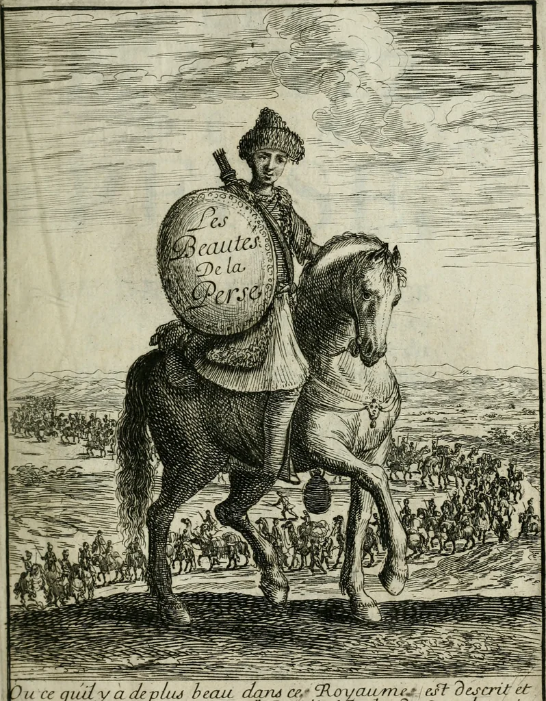 An illustration from Les beautez de la Perse; ou, La description de ce qu'il y a de plus curieux dans ce royaume, enrichie de la carte du païs, & de plusieurs estampes dessignées sur les lieux, 1673, leaf 4